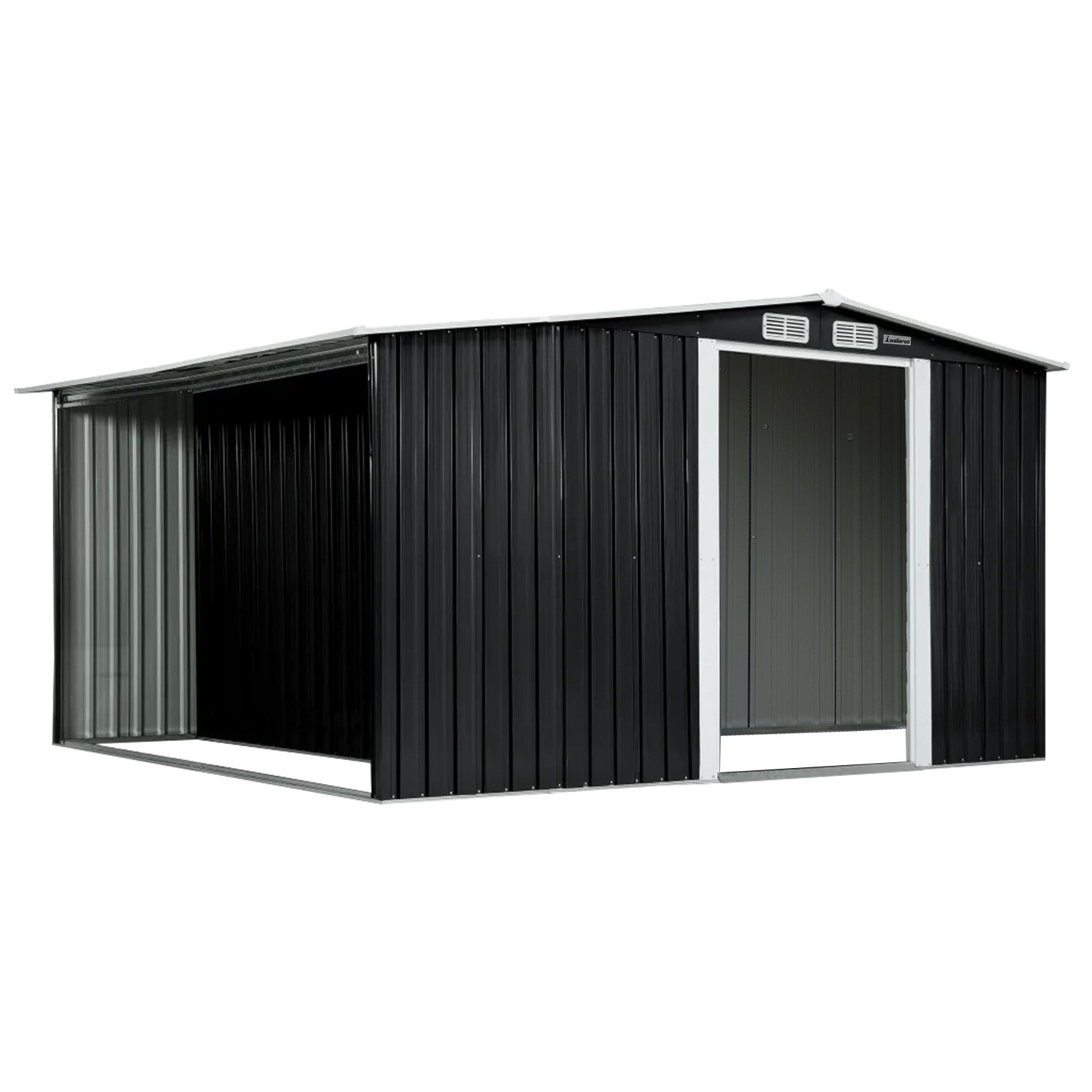Wallaroo Garden Shed with Semi-Close Storage 6*8FT - Black 2