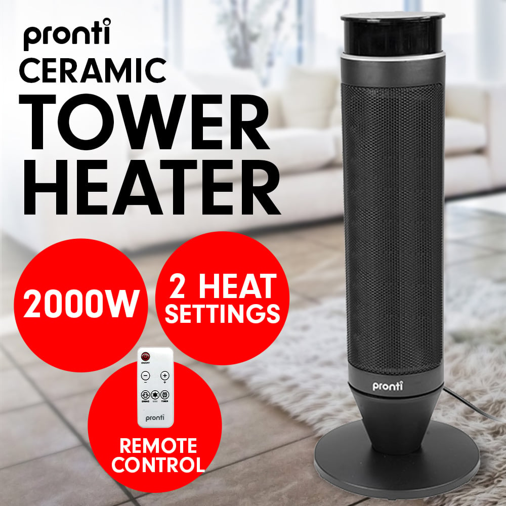 Pronti Electric Tower Heater 2000W Remote Portable - Black 2