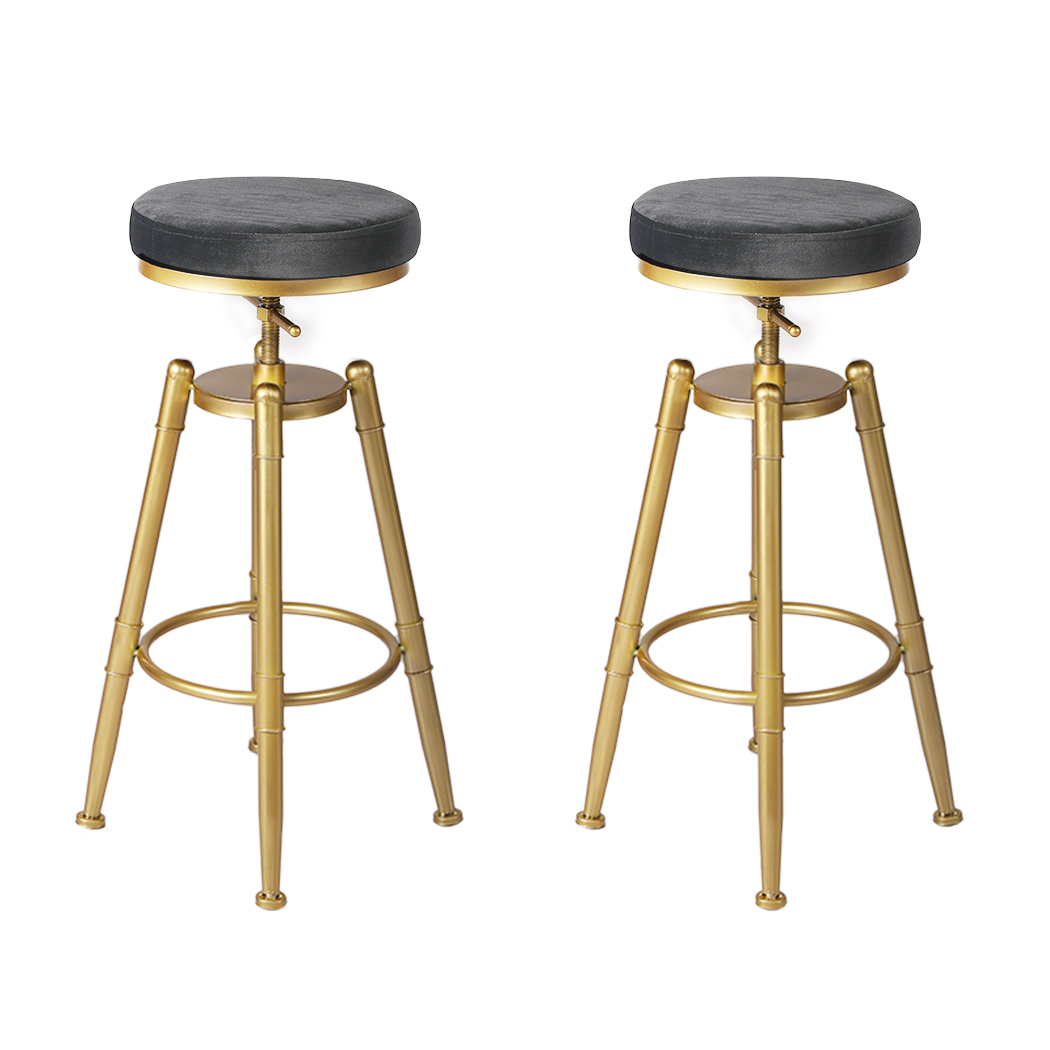 2x Bar Stools Kitchen Stool Chair Swivel Barstools Velvet Padded Seat 1 2x Bar Stools Kitchen Stool Chair Swivel Barstools Velvet Padded Seat