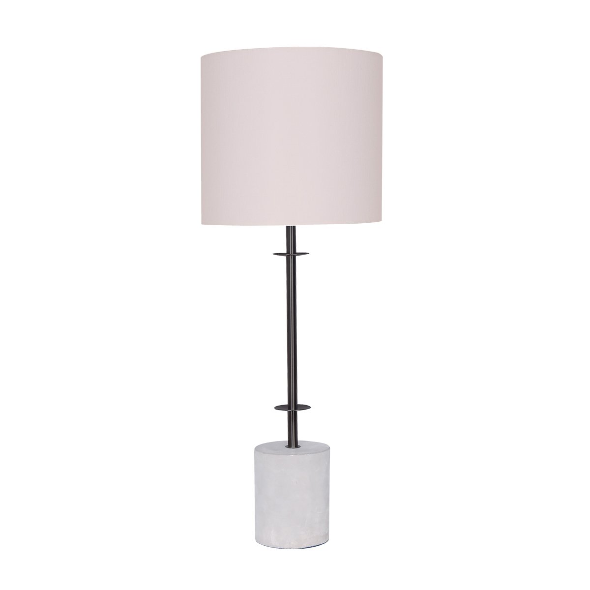 Sarantino Concrete & Metal Table Lamp with Off-White Linen Shade 1