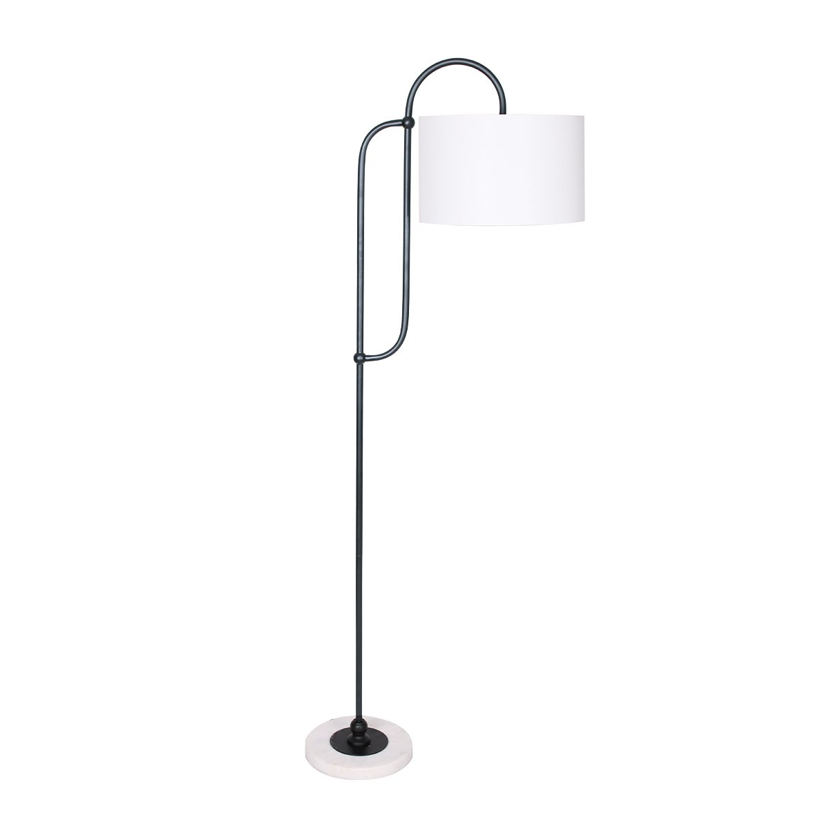Sarantino Metal Floor Lamp with Marble Base & Off-White Shade 1