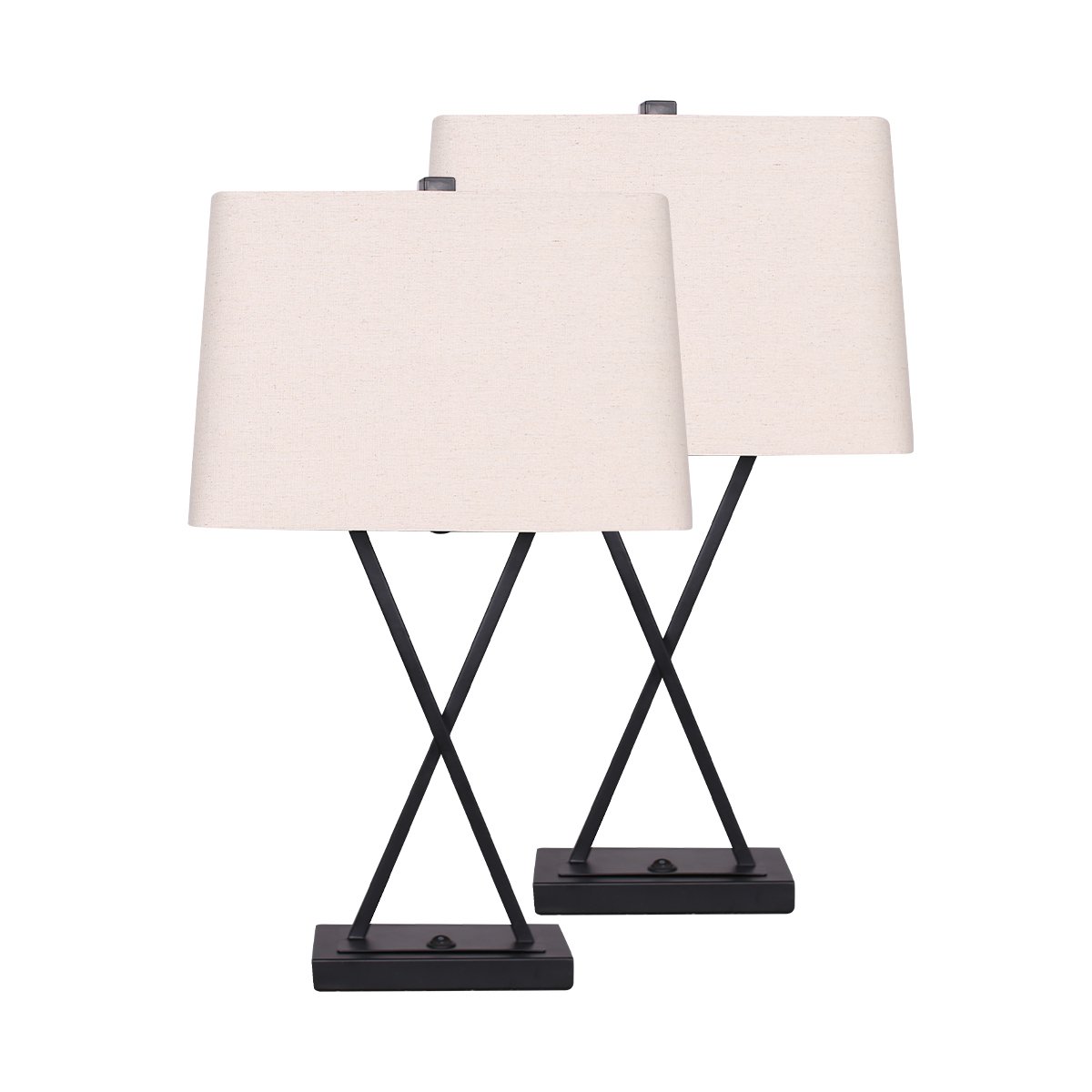 Sarantino Metal Table Lamp Rectangular Shade X Stand 2