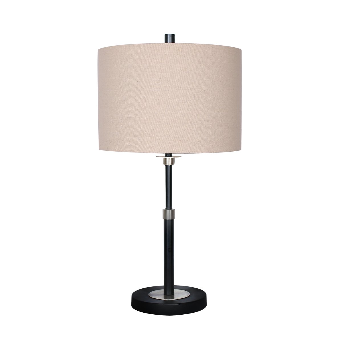 Sarantino Metal Table Lamp with Linen Drum Shade 1