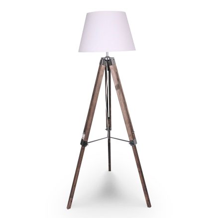 Sarantino Solid Wood Tripod Floor Lamp Adjustable Height White Shade 1