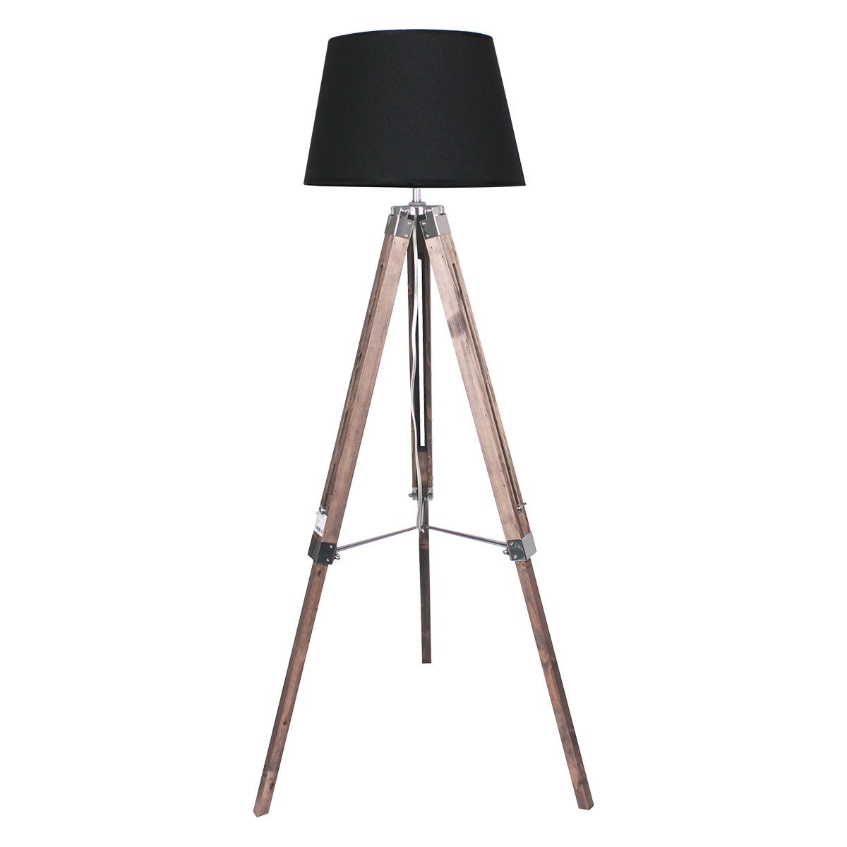 Sarantino Timber Tripod Floor Lamp Adjustable Height Taper Fabric 2