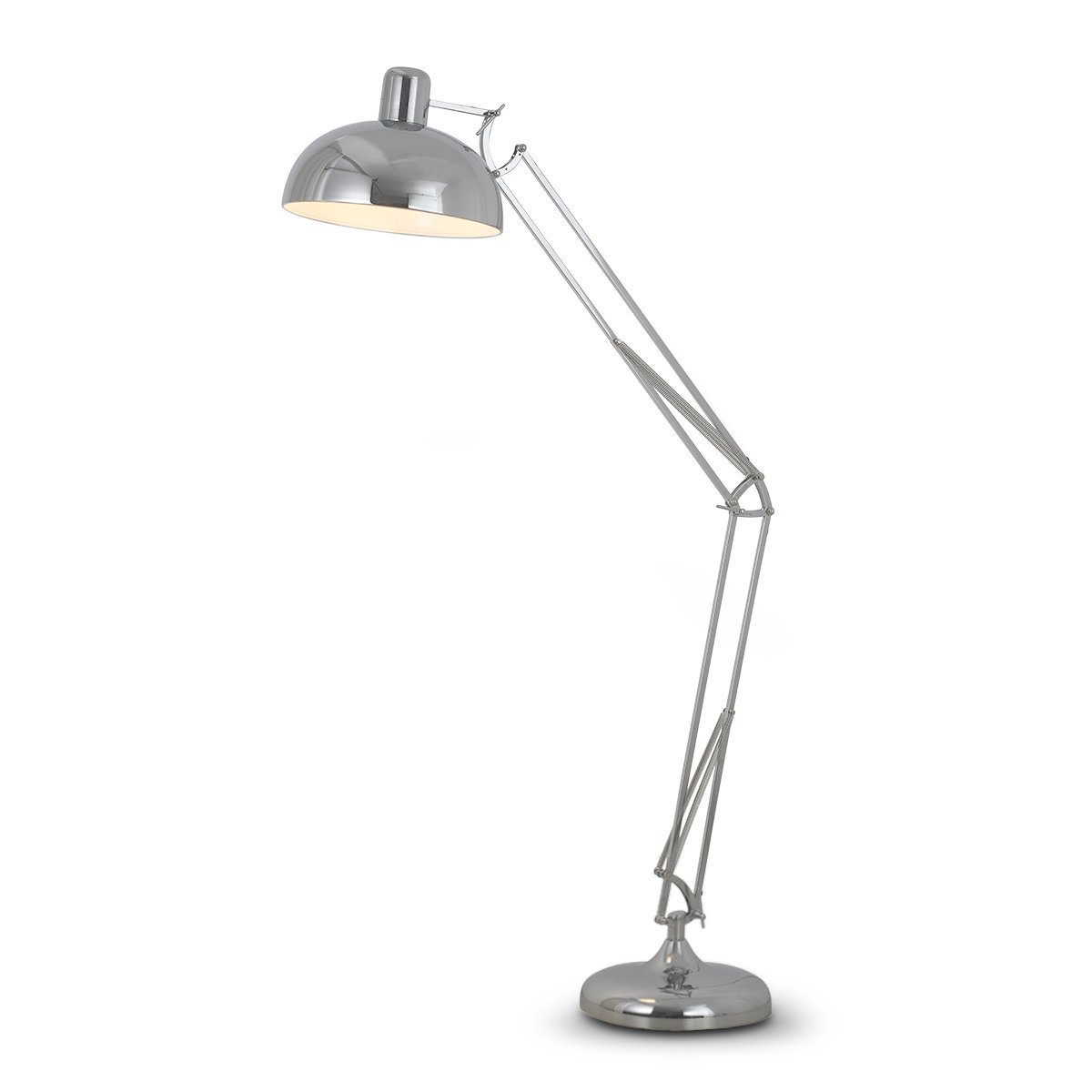 Sarantino Metal Architect Floor Lamp Shade Adjustable Height - Chrome 1