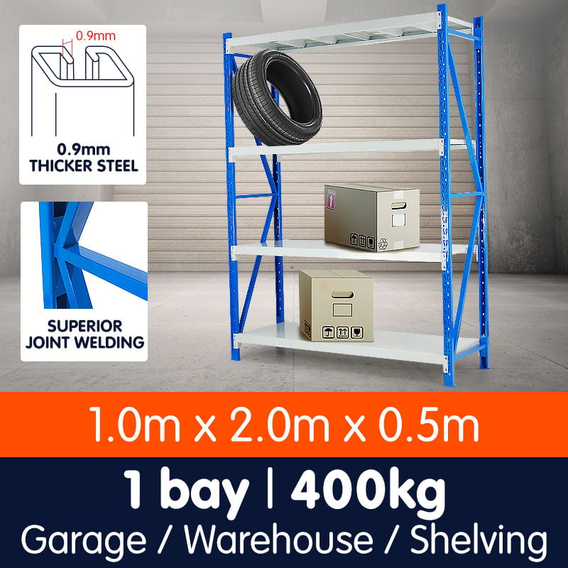 1 Bay Garage Storage Steel Rack Long Span Shelving 1.0m-wide 400kg 2