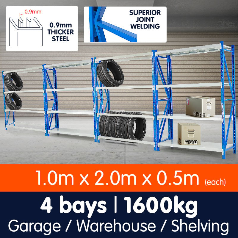 4-Bay shelving 4m-wide 400kg 2