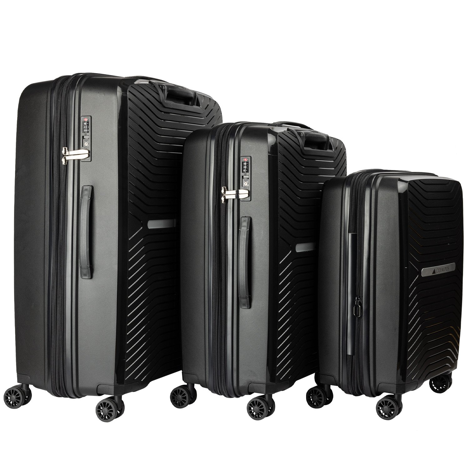Olympus 3PC Astra Luggage Set Hard Shell Suitcase - Obsidian Black 2