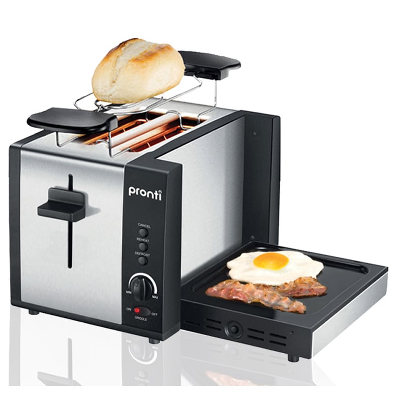 Pronti 3-in-1 Toaster Griddle Hot Plate Electric 2 Slices Grill 2