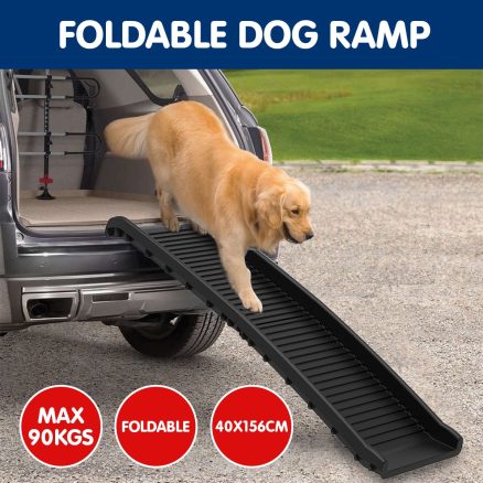 Foldable Car Dog Ramp Vehicle Ladder Step Stairs - Black 1