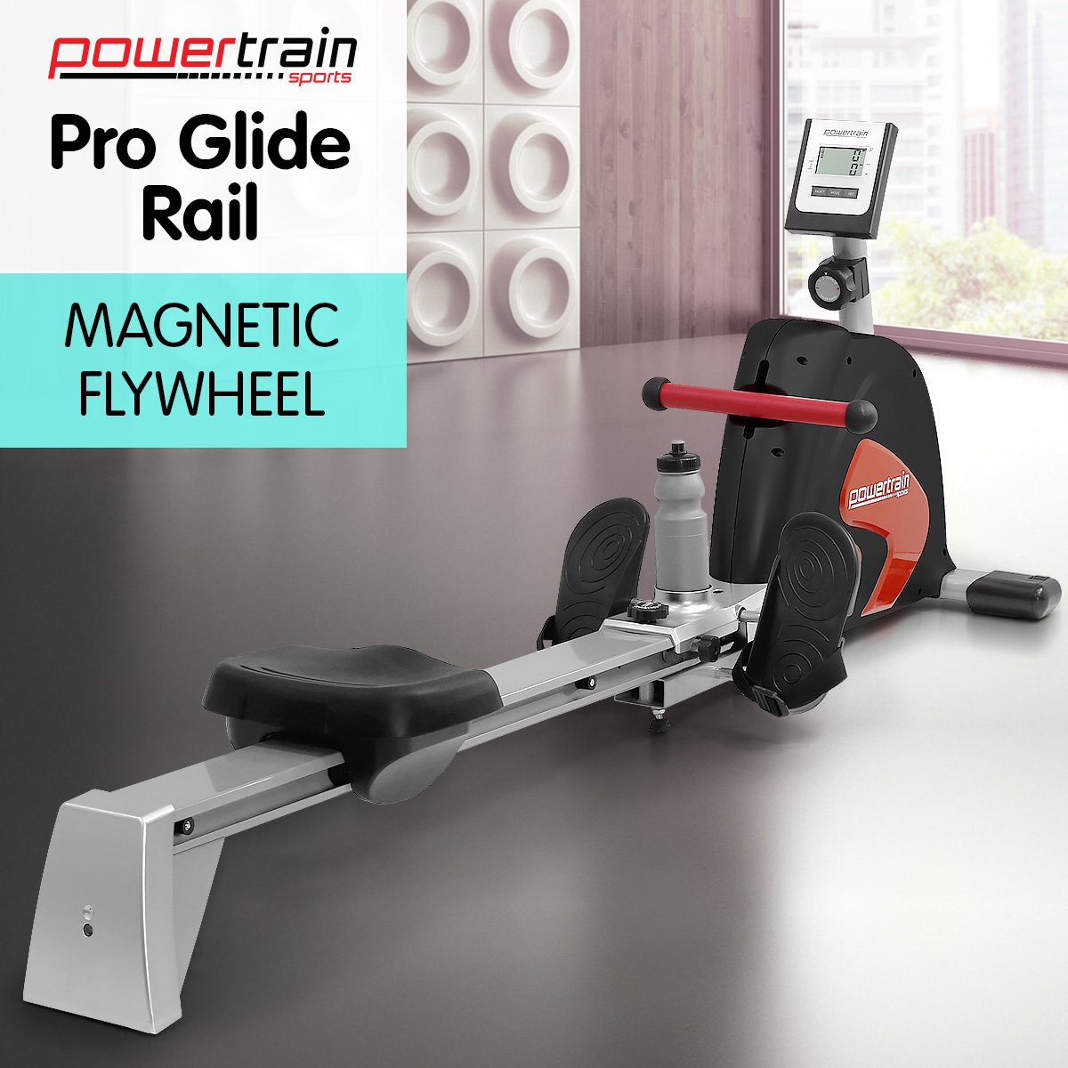 Powertrain Flywheel Rowing Machine Black Dr Techlove