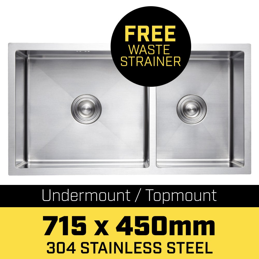 304 Stainless Steel Undermount Topmount Kitchen Laundry Sink - 715 x 450mm 1 304 Stainless Steel Undermount Topmount Kitchen Laundry Sink - 715 x 450mm