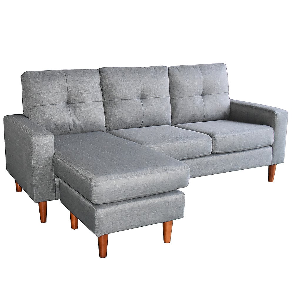 Sarantino Linen Corner Sofa Couch Lounge Adjustable Chaise - Grey 1