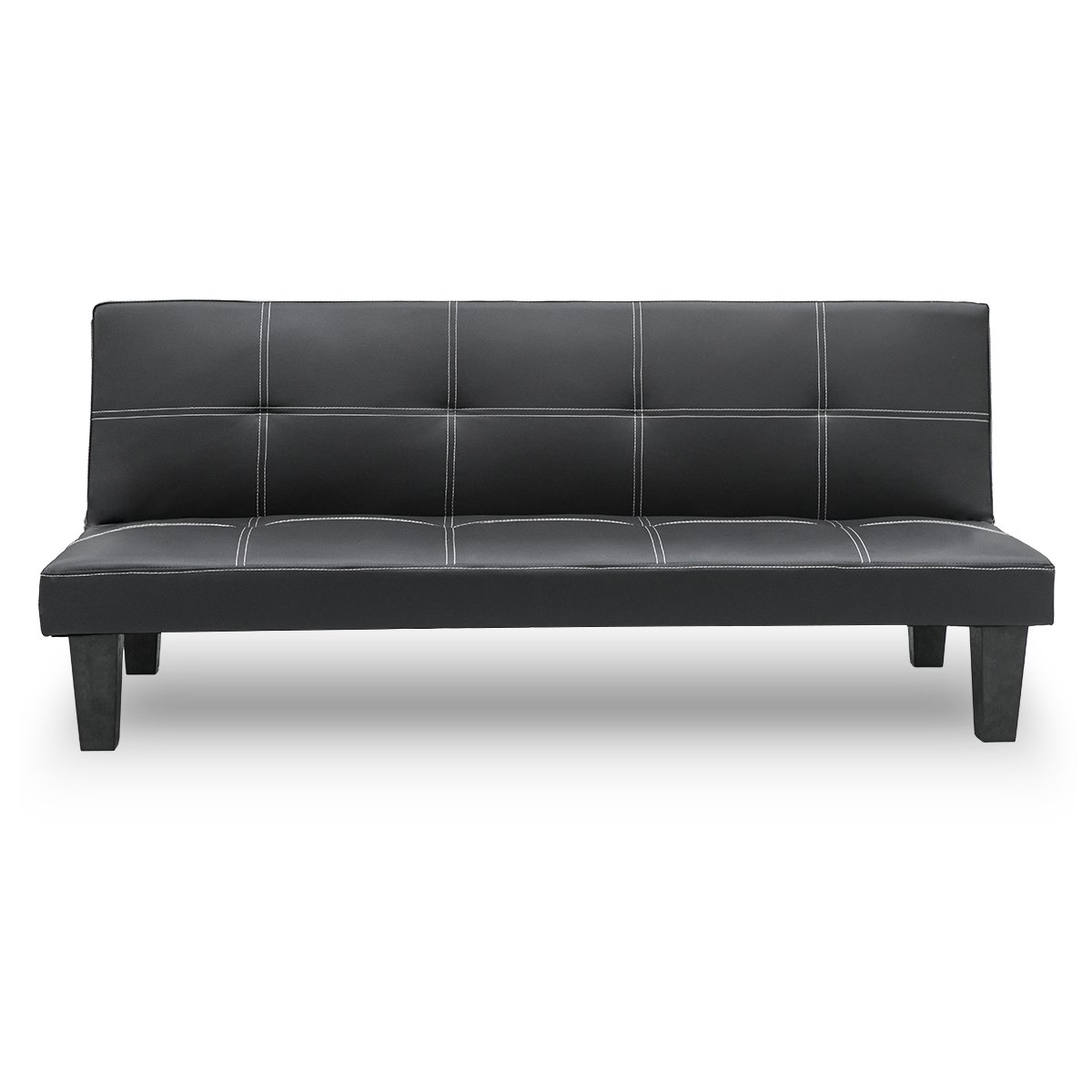 Sarantino 2 Seater Modular Faux Leather Fabric Sofa Bed Couch - Black 1