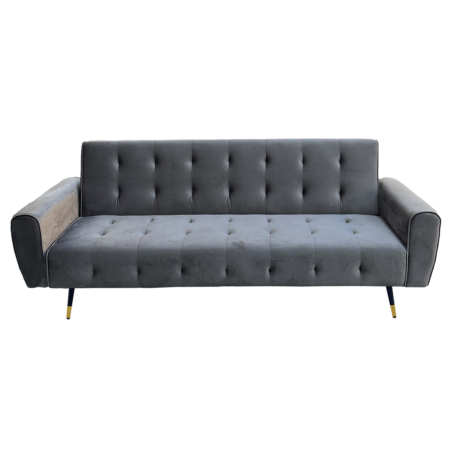 Ava Tufted Velvet Sofa Bed by Sarantino - Dark Grey 2