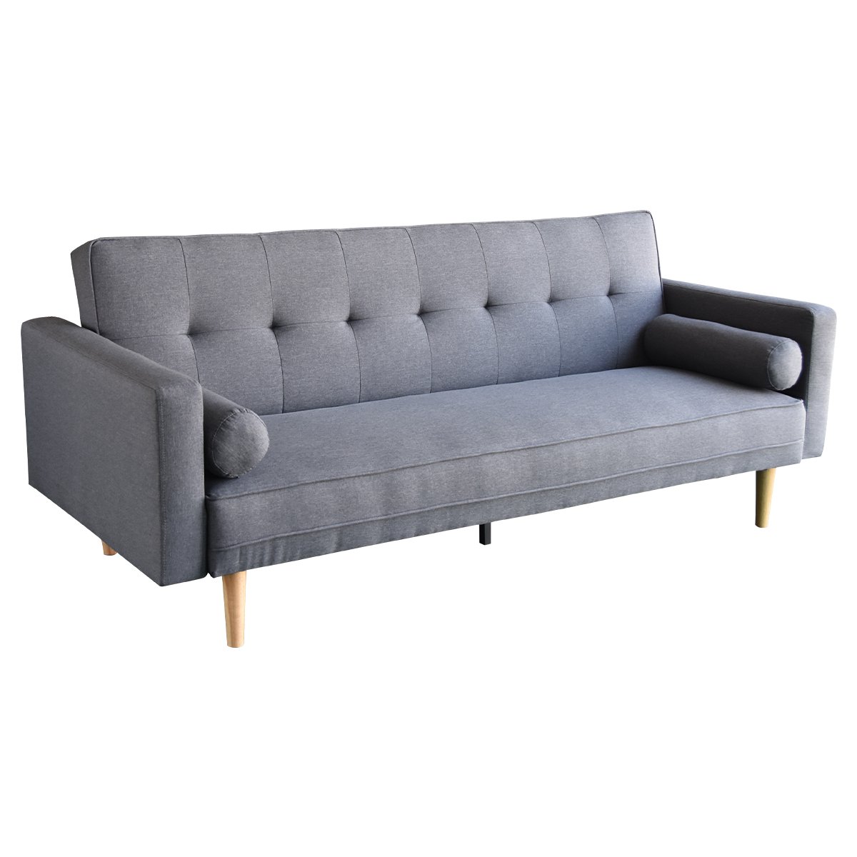 Sarantino 3 Seater Linen Sofa Bed Couch with Pillows - Dark Grey 1