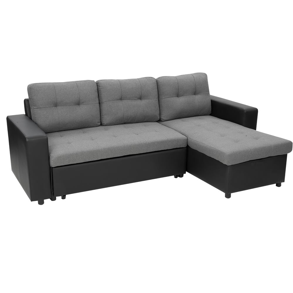 Sarantino 3-Seater Corner Sofa Bed Storage Lounge Chaise Couch Grey 1