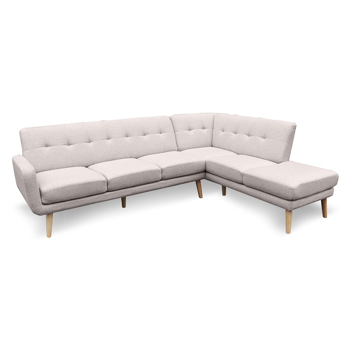 Sarantino Faux Linen Corner Sofa Lounge L-shaped Chaise Light Grey 1
