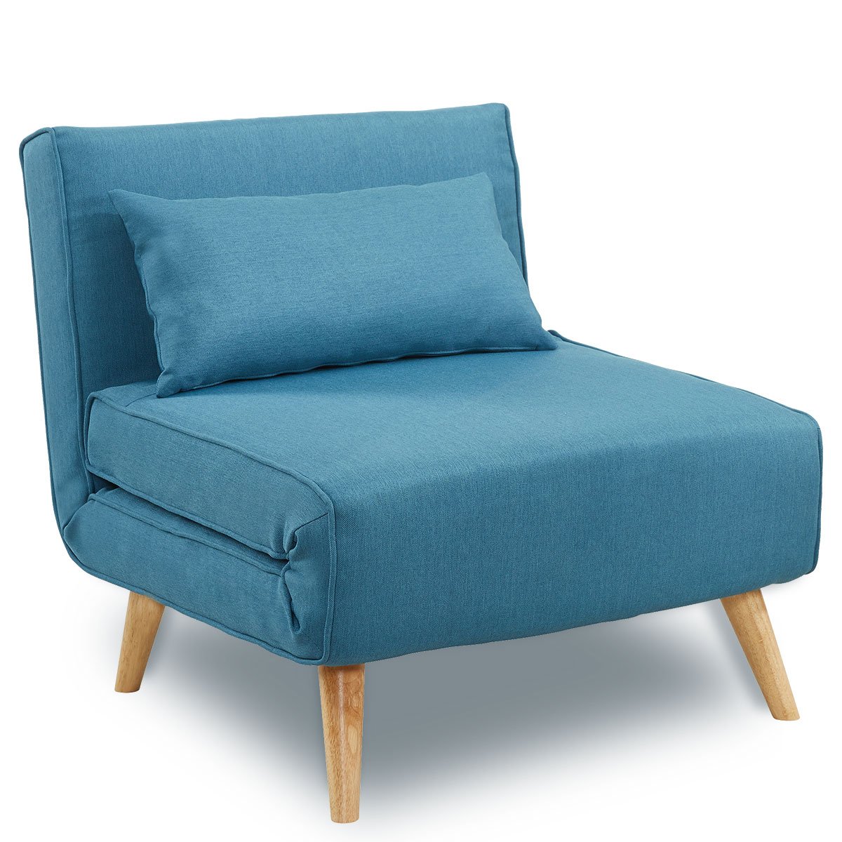 Sarantino Adjustable Corner Sofa 1 Seater Lounge Linen Bed Seat - Blue 1