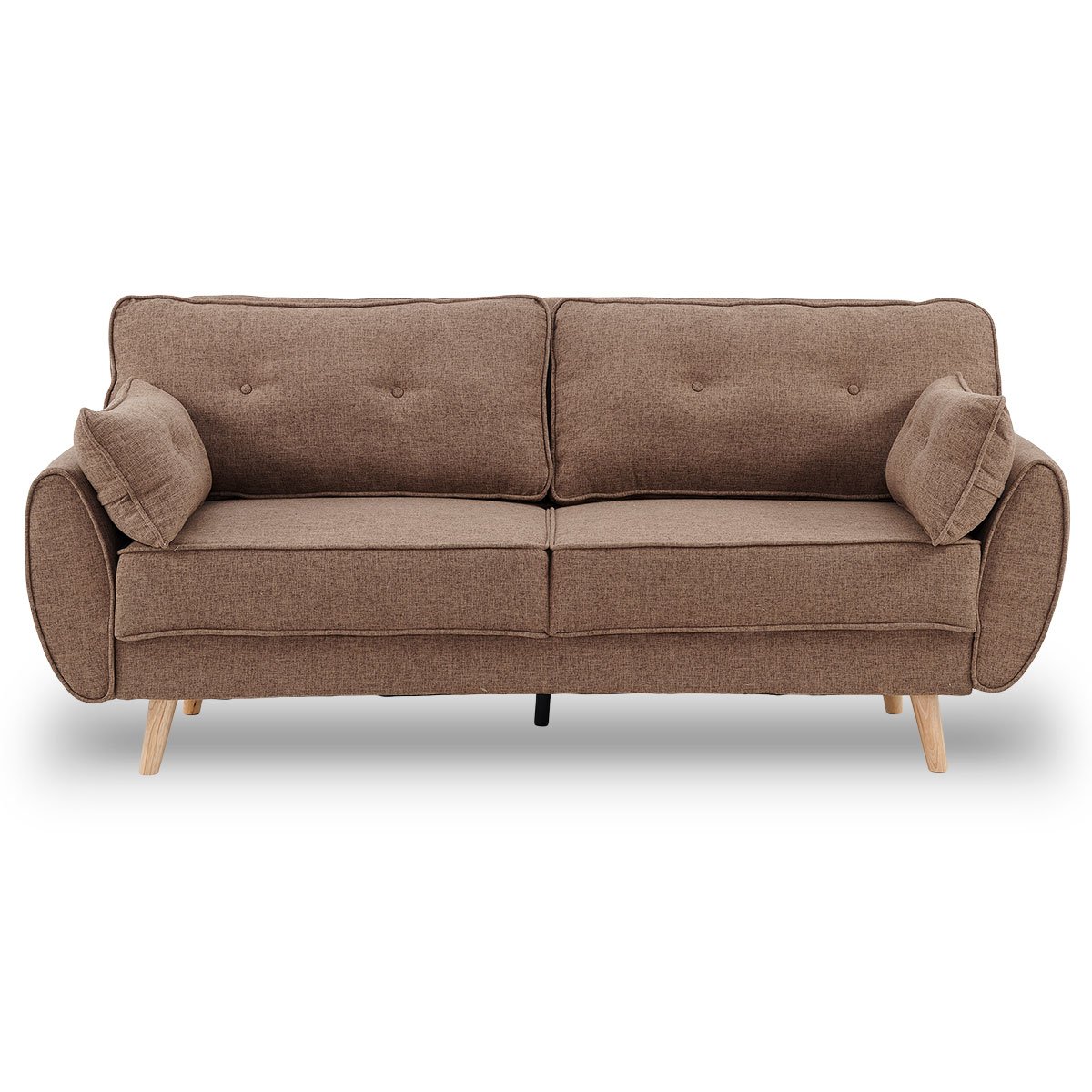 Sarantino 3 Seater Modular Linen Fabric Sofa Bed Couch Futon - Brown 2