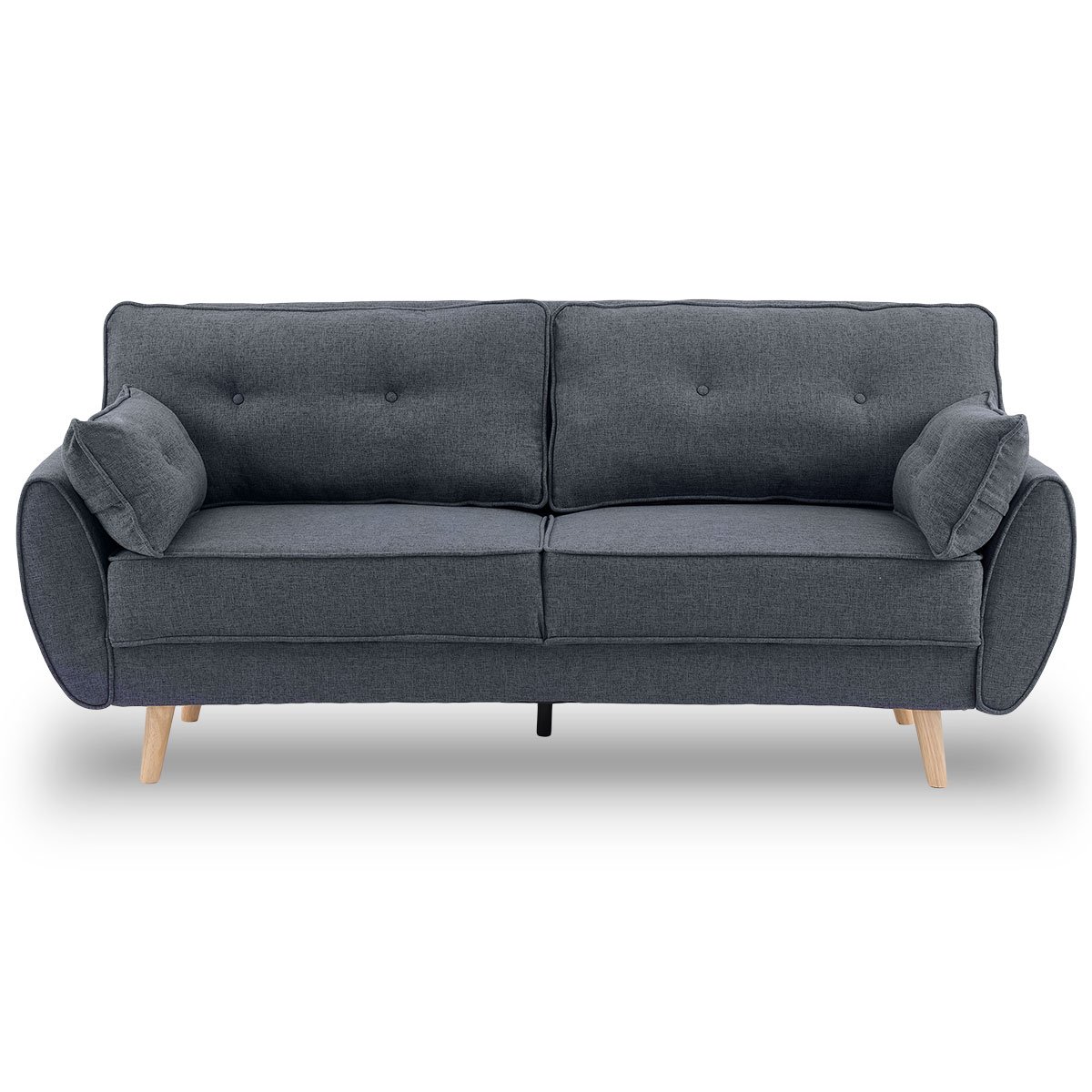 Sarantino 3 Seater Modular Linen Fabric Wood Sofa Bed Couch- Dark Grey 1