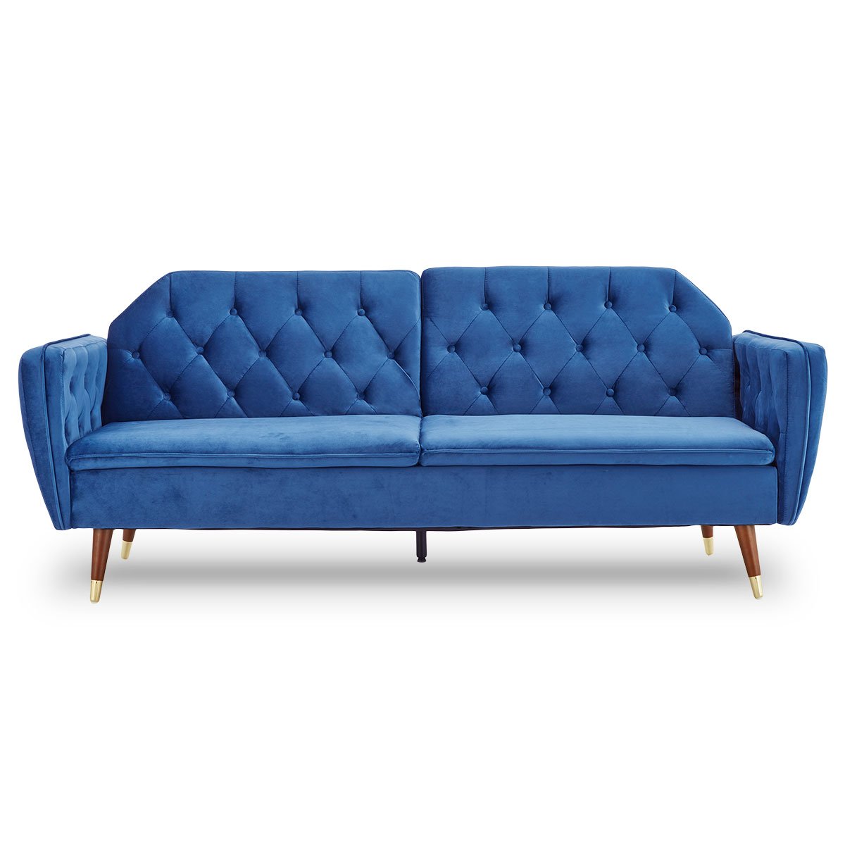 Sarantino Faux Velvet Sofa Bed Couch Furniture Lounge Suite Futon Blue 1