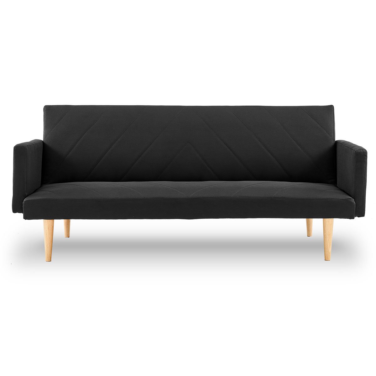 Sarantino 3-Seater Faux Linen Sofa Bed Couch - Black 1