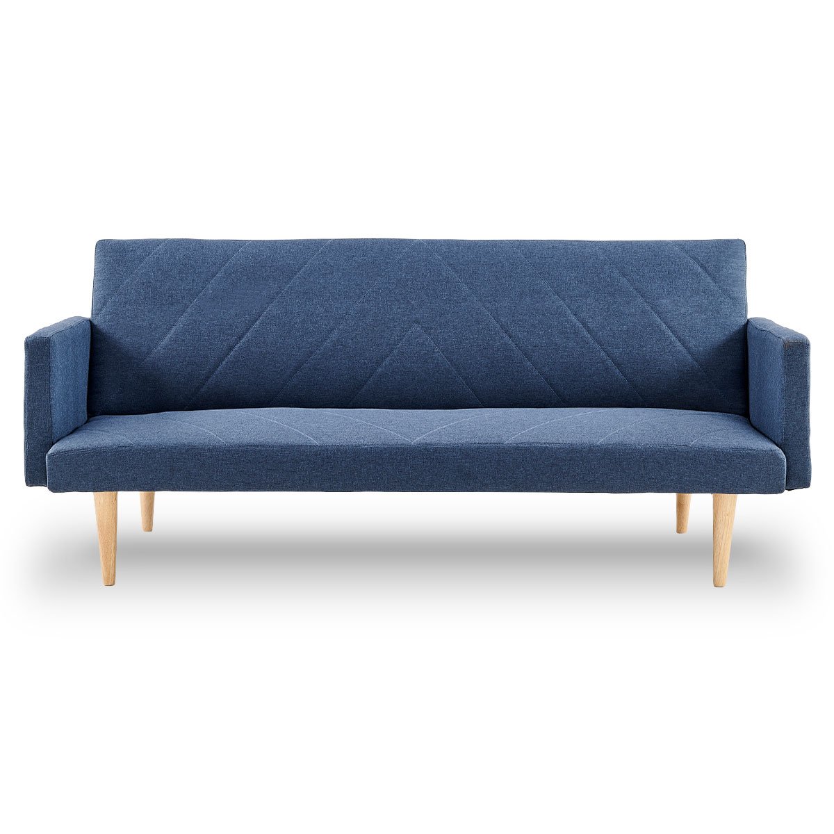 Sarantino 3-Seater Faux Linen Sofa Bed Couch - Blue 1