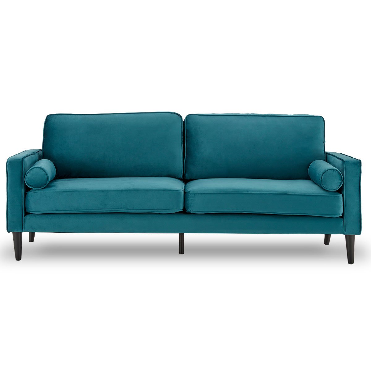 Sarantino Faux Velvet Sofa Bed Couch Furniture Lounge Suite Seat Blue 2