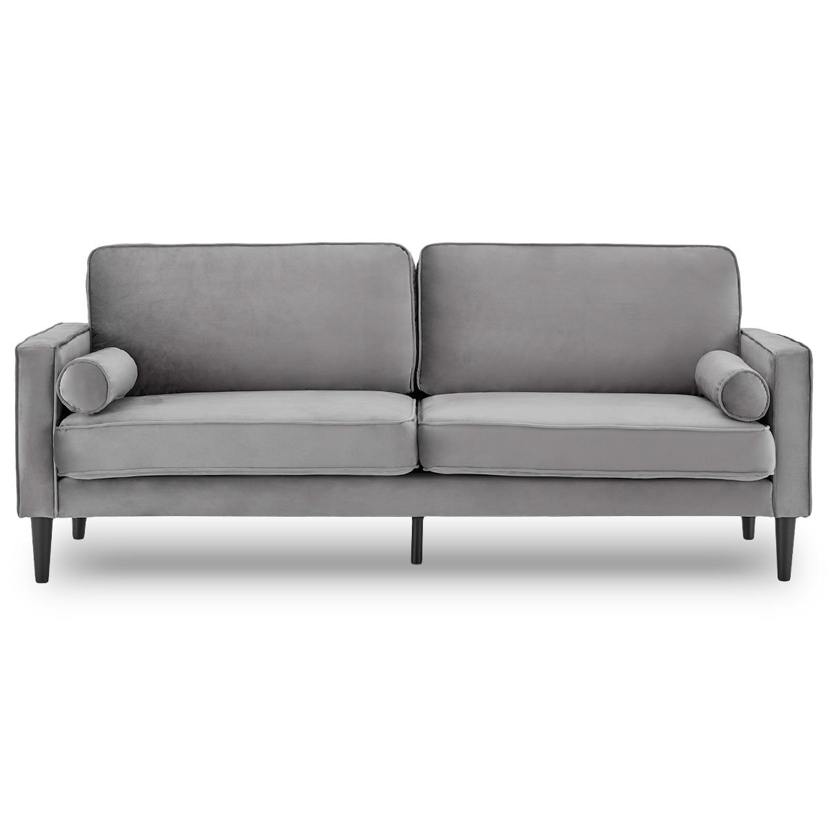 Sarantino Faux Velvet Sofa Bed Couch Furniture Lounge Suite Seat Grey 1