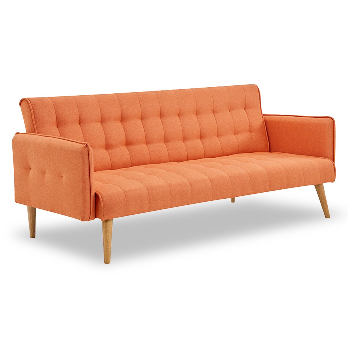 Sarantino 3 Seater Modular Linen Fabric Sofa Bed Couch Armrest Orange 1