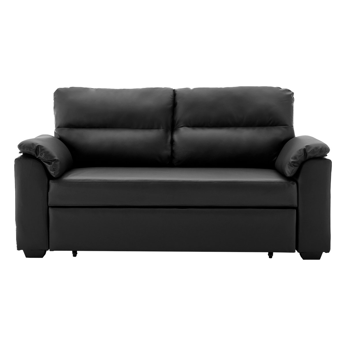 Sarantino Faux Leather Sofa Bed Couch Lounge - Black 1