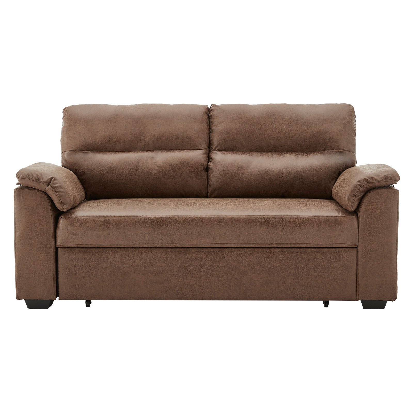 Sarantino Distressed Fabric Sofa Bed Couch Lounge - Brown 2