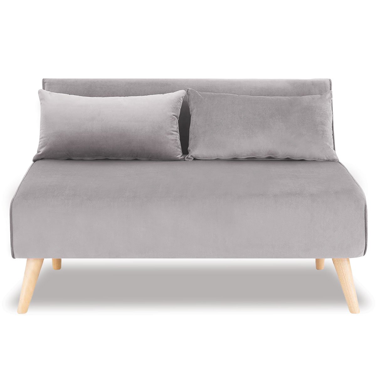Sarantino 2-Seater Adjustable Sofa Bed Lounge Faux Velvet - Light Grey 1