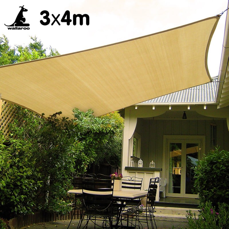 Wallaroo Rectangular Shade Sail Sand: 3m x 4m 1 Wallaroo Rectangular Shade Sail Sand: 3m x 4m