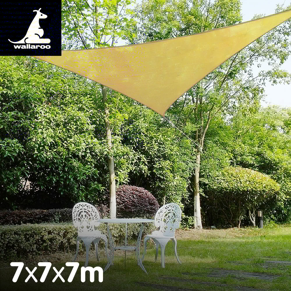 Wallaroo Triangle Shade Sail 7x7x7 - Sand 1 Wallaroo Triangle Shade Sail 7x7x7 - Sand
