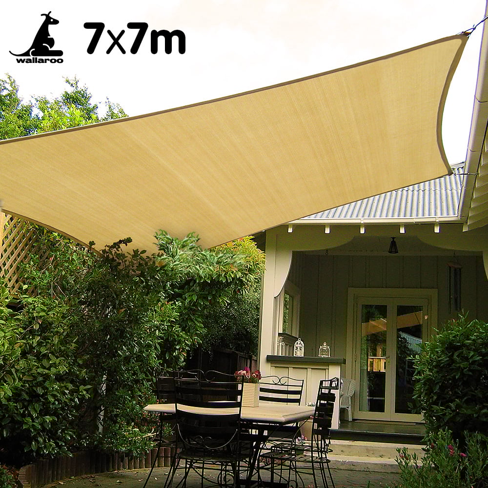 Wallaroo Rectangular Shade Sail 7m x 7m - Sand 1