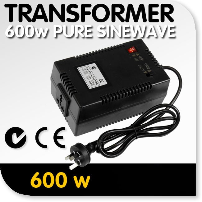 Sinewave Step-Down Transformer: 240v to 120v, 600 watts (4.5 amps) 1