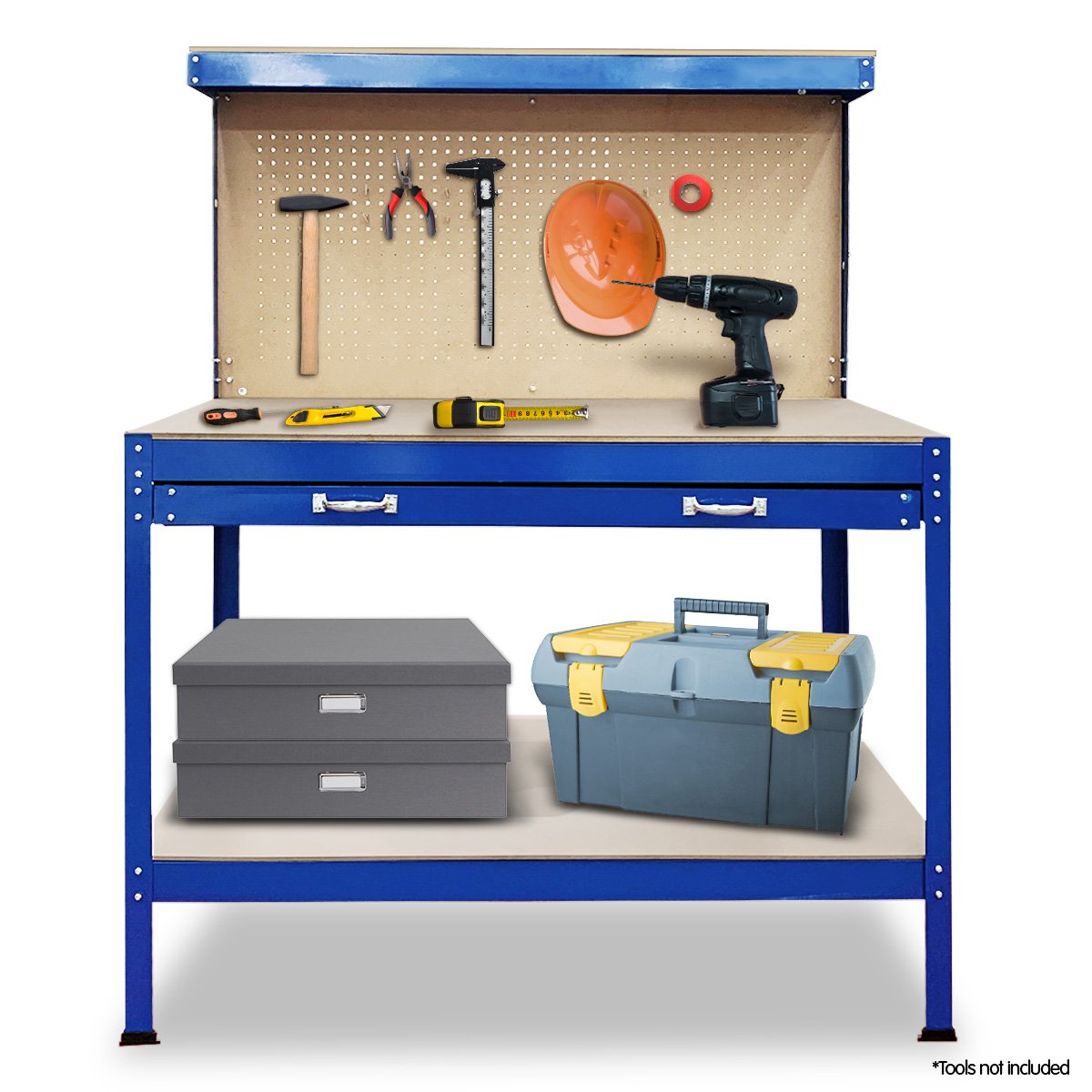 2-Layered Work Bench Garage Storage Table Tool Shop Shelf Blue 1