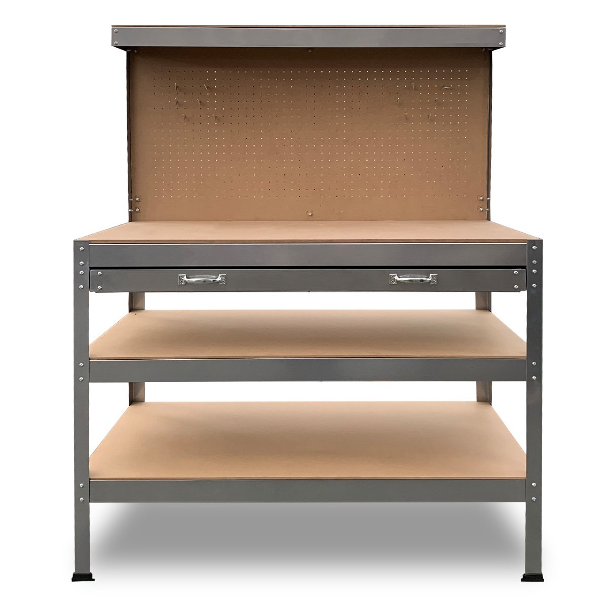 3-Layered Work Bench Garage Storage Table Tool Shop Shelf Silver 2