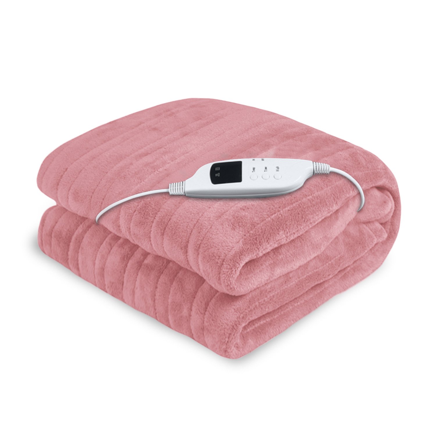 Laura Hill Heated Electric Blanket Throw Rug Coral Warm Fleece Pink 1