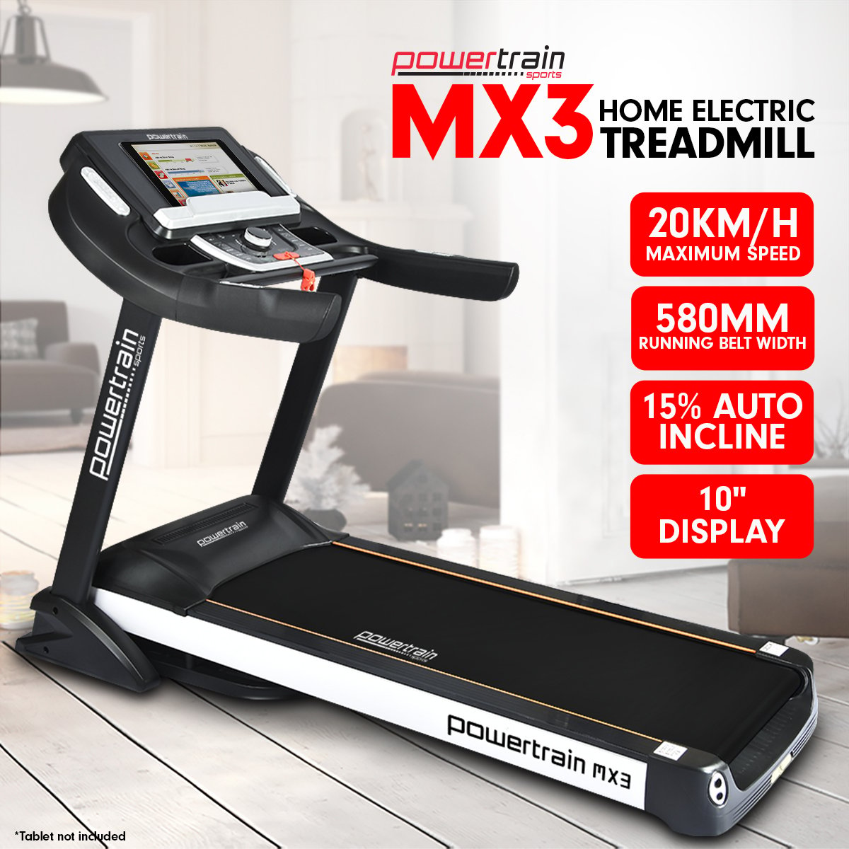 Powertrain MX3 Treadmill Performance Home Gym Cardio Machine 2