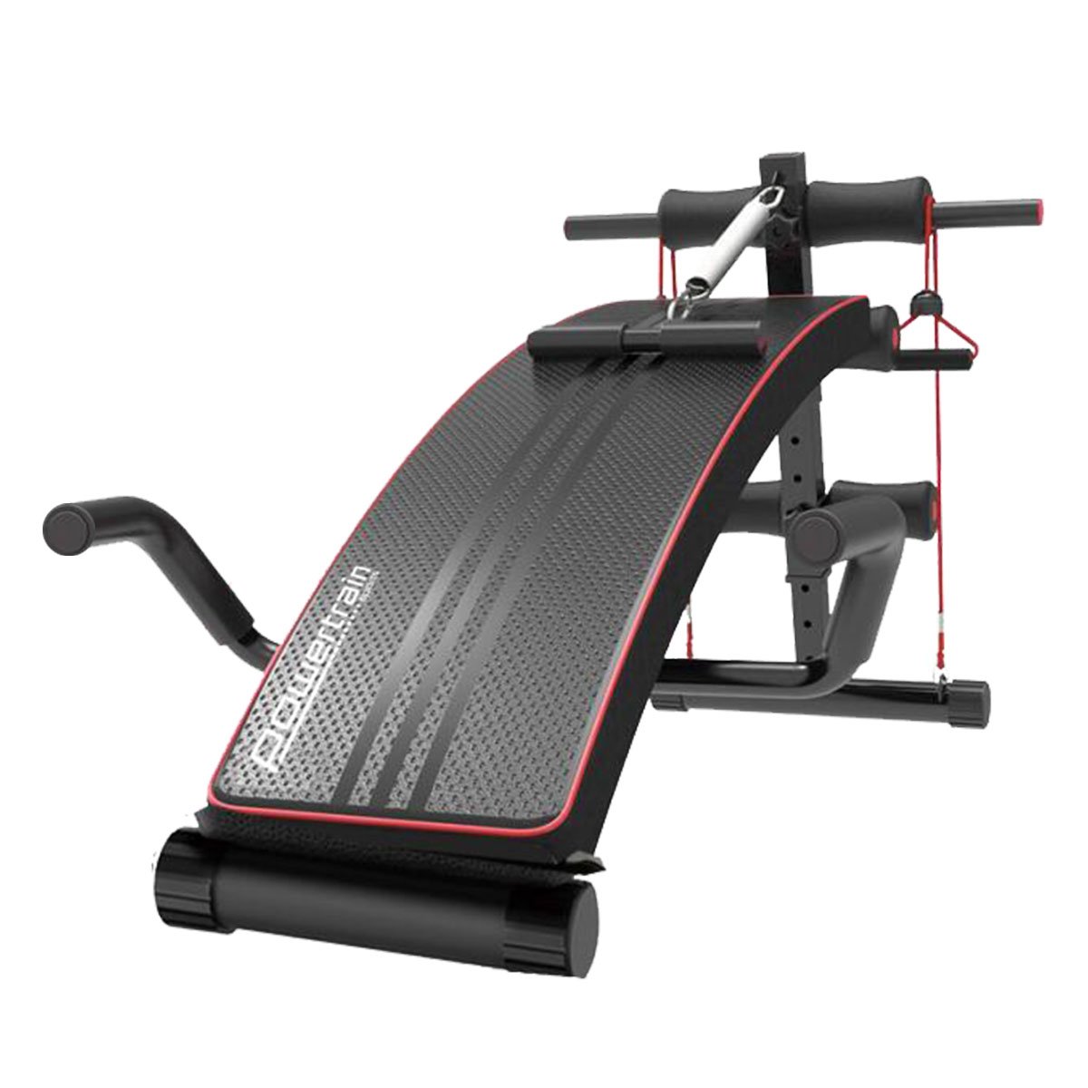 Powertrain Incline Sit-Up Bench with Resistance Bands and Rowing Bar 1