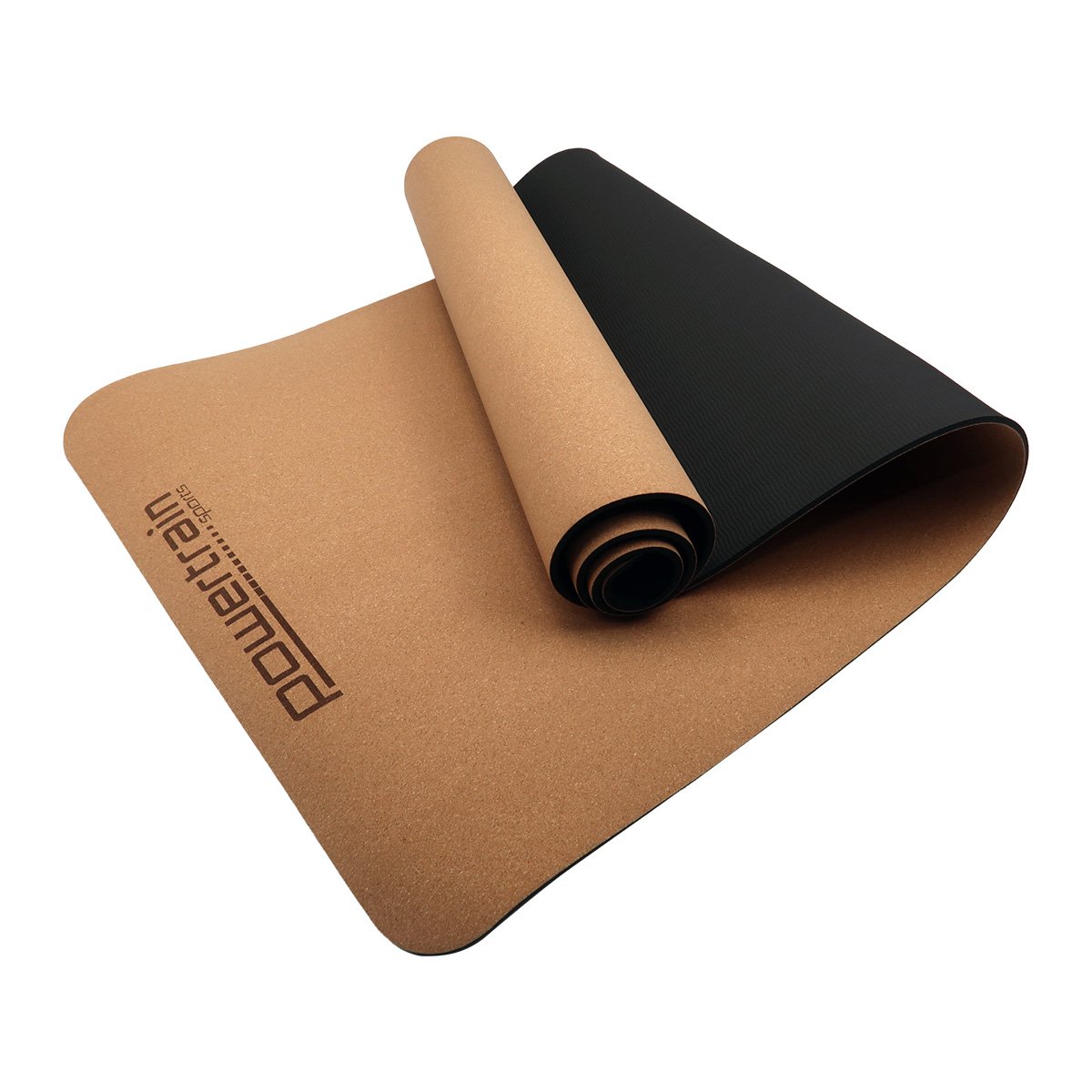 Powertrain Cork Yoga Mat with Carry Straps Home Gym Pilates - Plain 2
