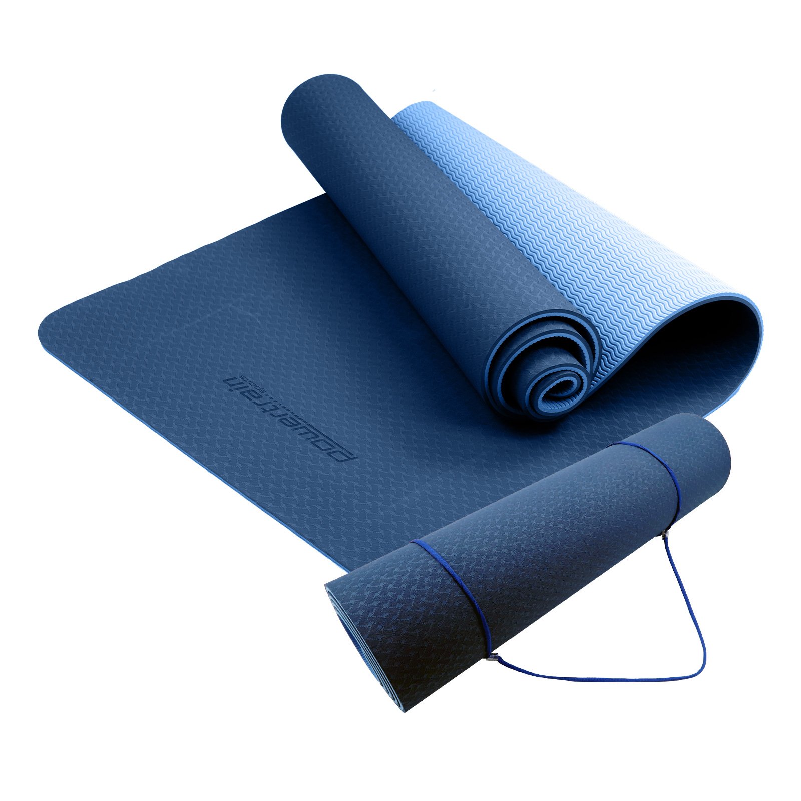 Powertrain Eco-Friendly TPE Pilates Exercise Yoga Mat 8mm - Dark Blue 1