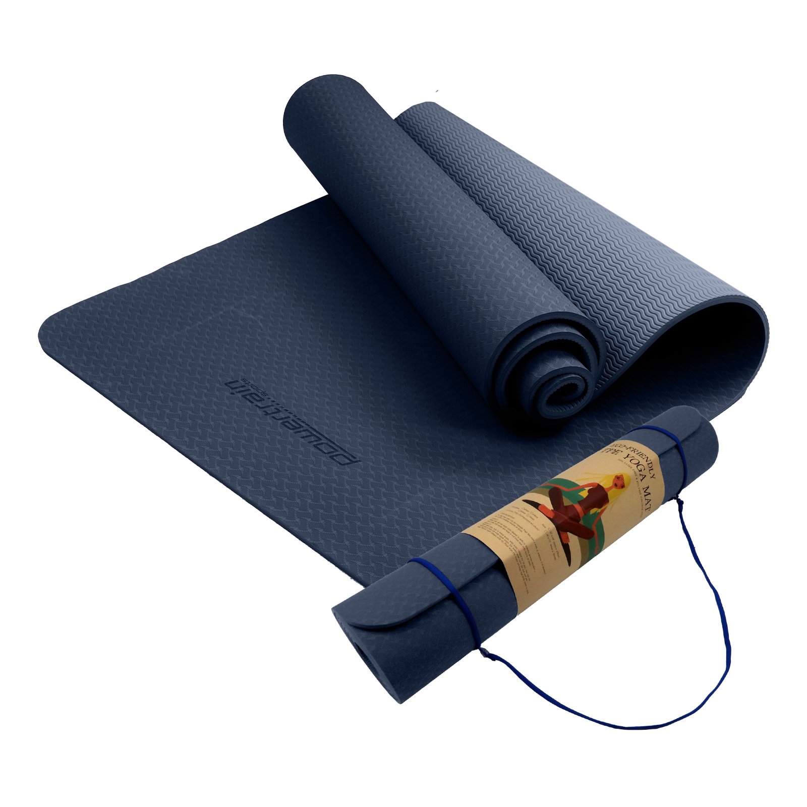 Powertrain Eco-Friendly TPE Yoga Pilates Exercise Mat 6mm - Dark Blue 1 Powertrain Eco-Friendly TPE Yoga Pilates Exercise Mat 6mm - Dark Blue