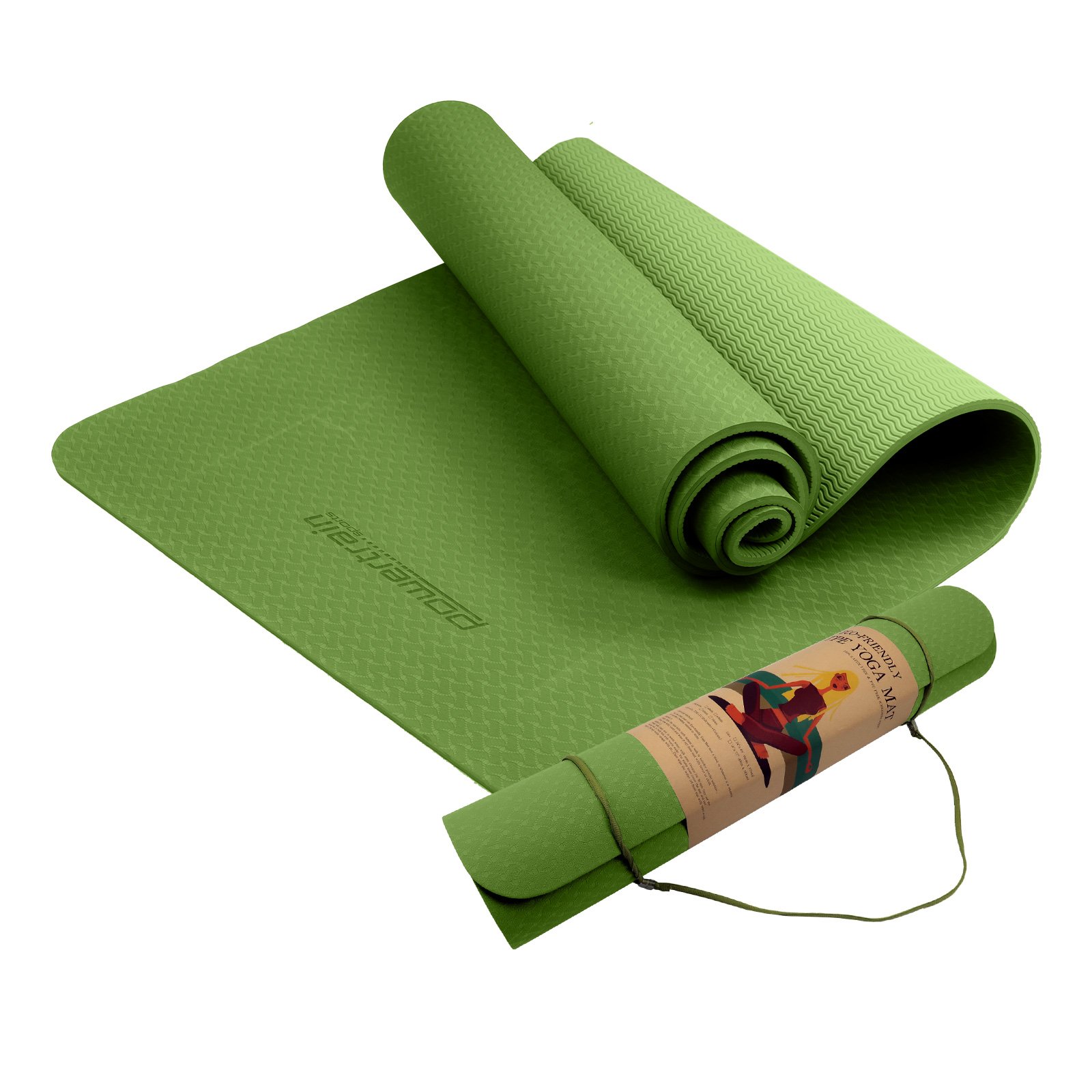 Powertrain Eco-Friendly TPE Yoga Pilates Exercise Mat 6mm - Green 1