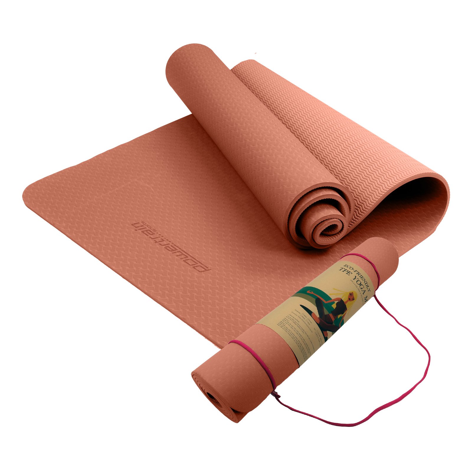 Powertrain Eco Friendly TPE Yoga Exercise Pilates Mat 6mm - Pink 1 Powertrain Eco Friendly TPE Yoga Exercise Pilates Mat 6mm - Pink