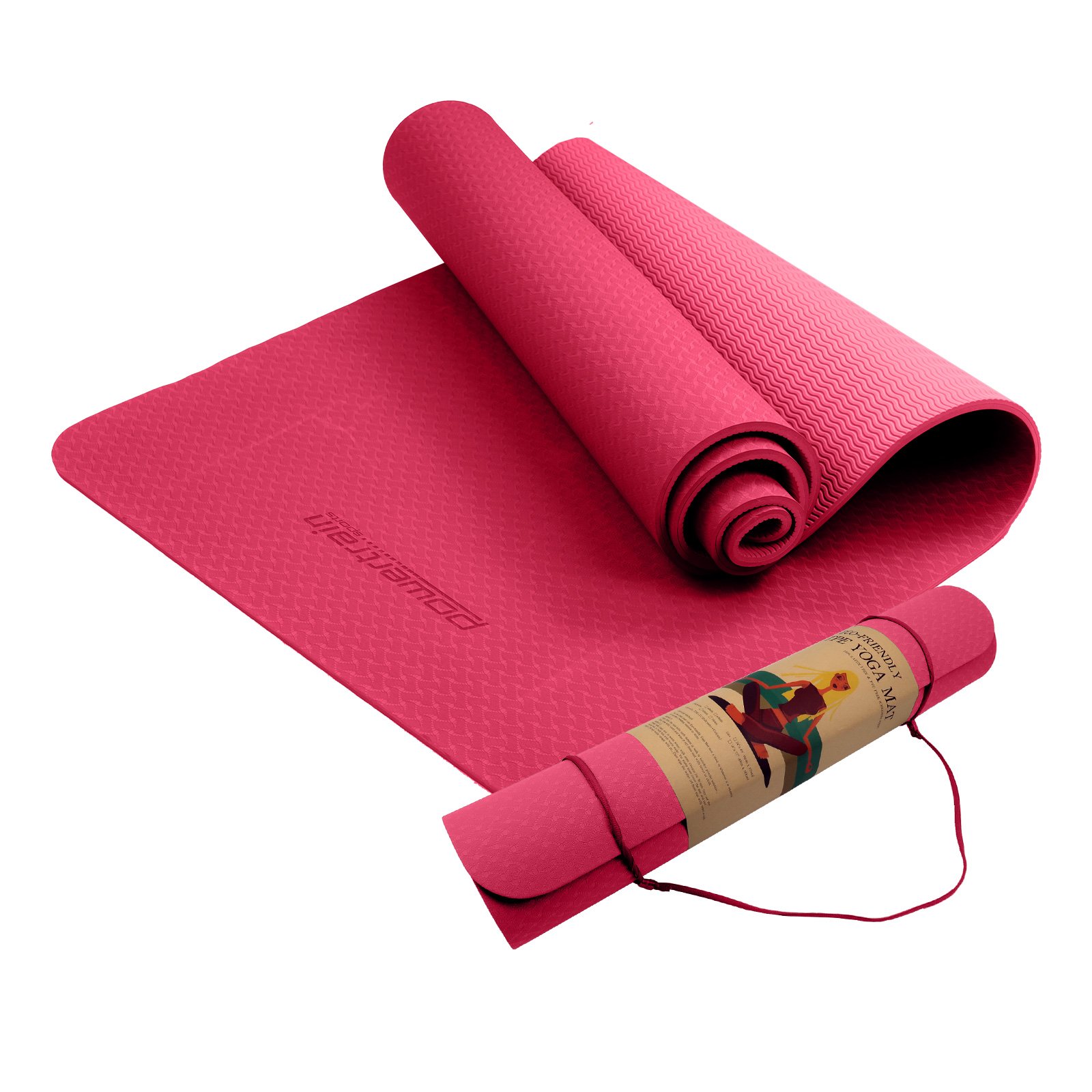 Powertrain Eco-Friendly TPE Yoga Pilates Exercise Mat 6mm - Rose Pink 2